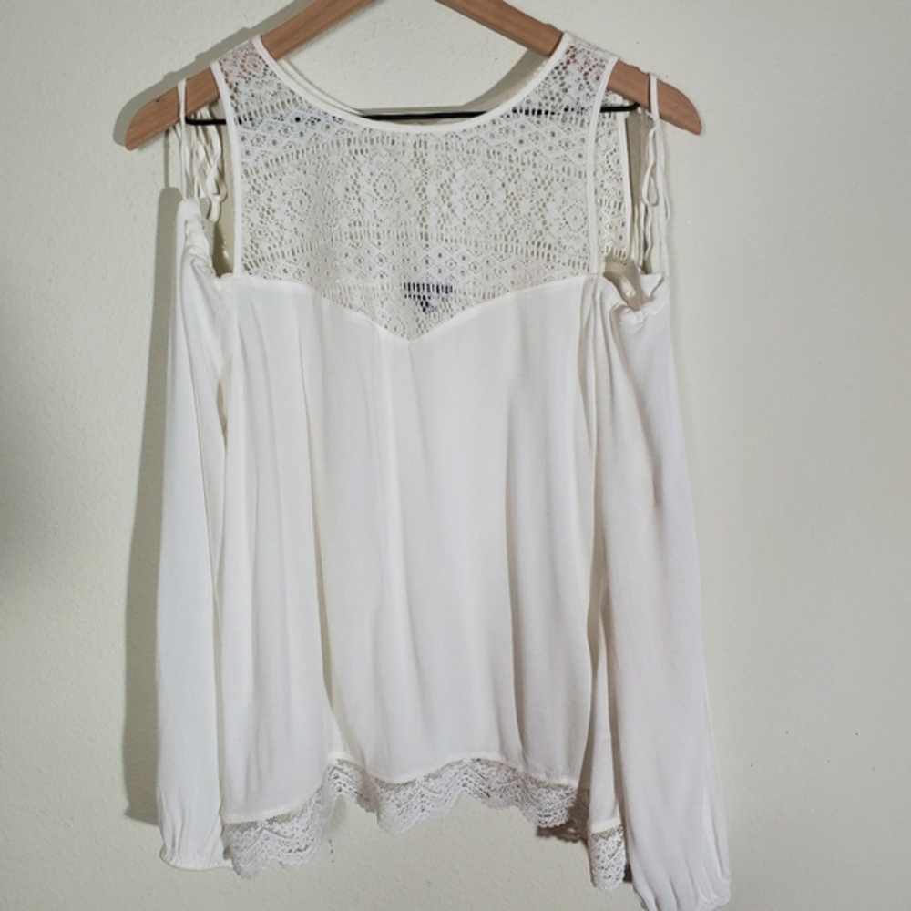 Express Factory Cold Shoulder White Top